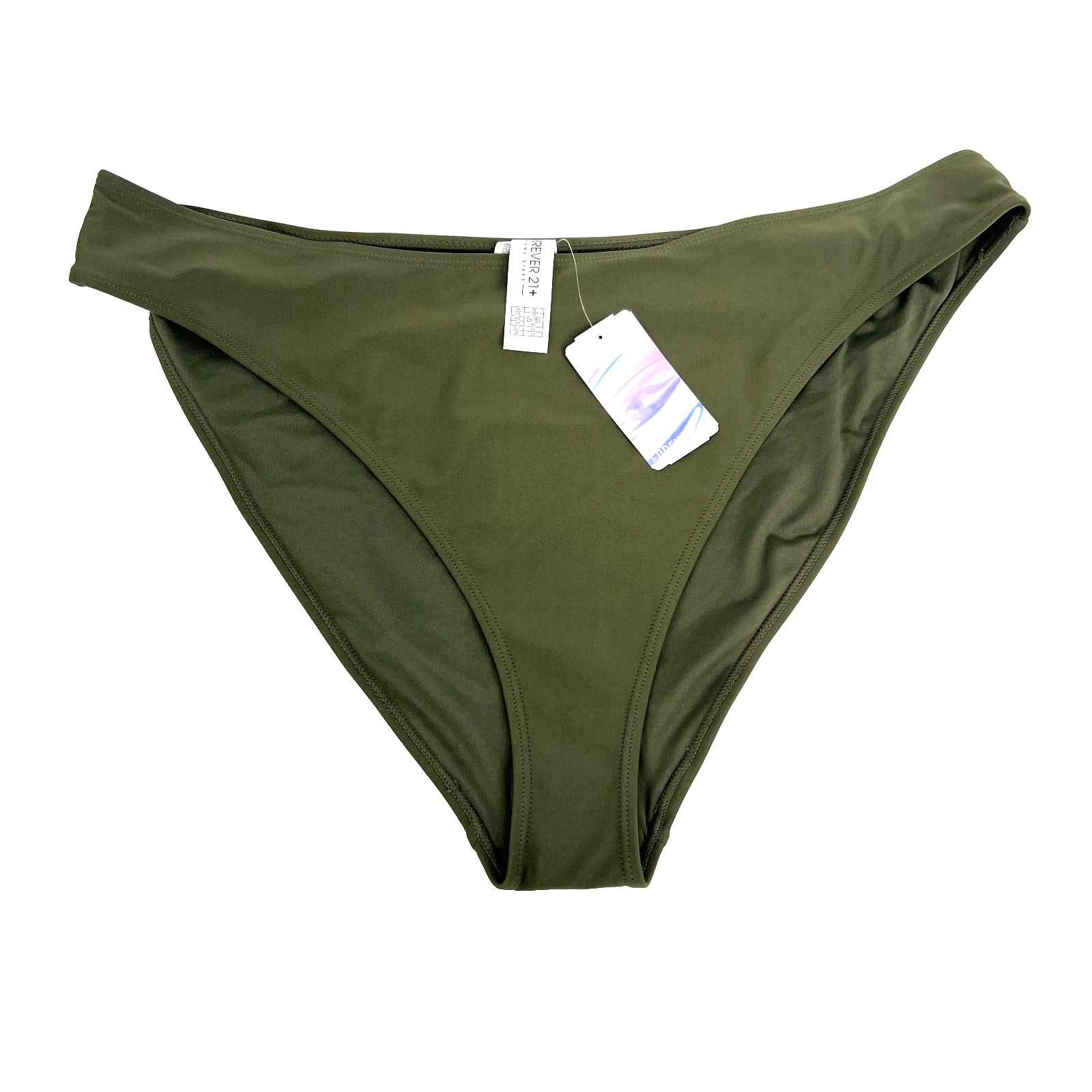 Forever 21 Swimwear Bottoms Womens Plus Size Us 2x Olive Green High Cut Leg New
